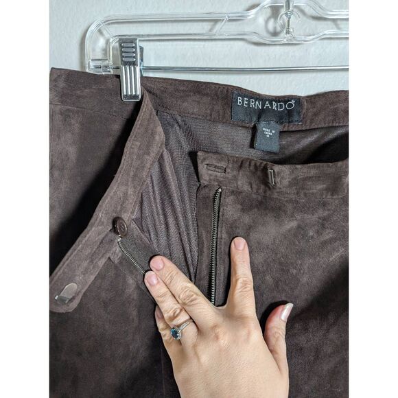 Vintage Bernardo Chocolate Brown suede leather straight leg pants womens 12 - Picture 5 of 7